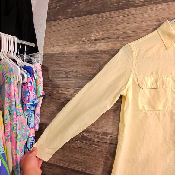 Chaps Yellow Fitted Long Sleeve Mandarin Collar Shirt - Picture 3 of 9